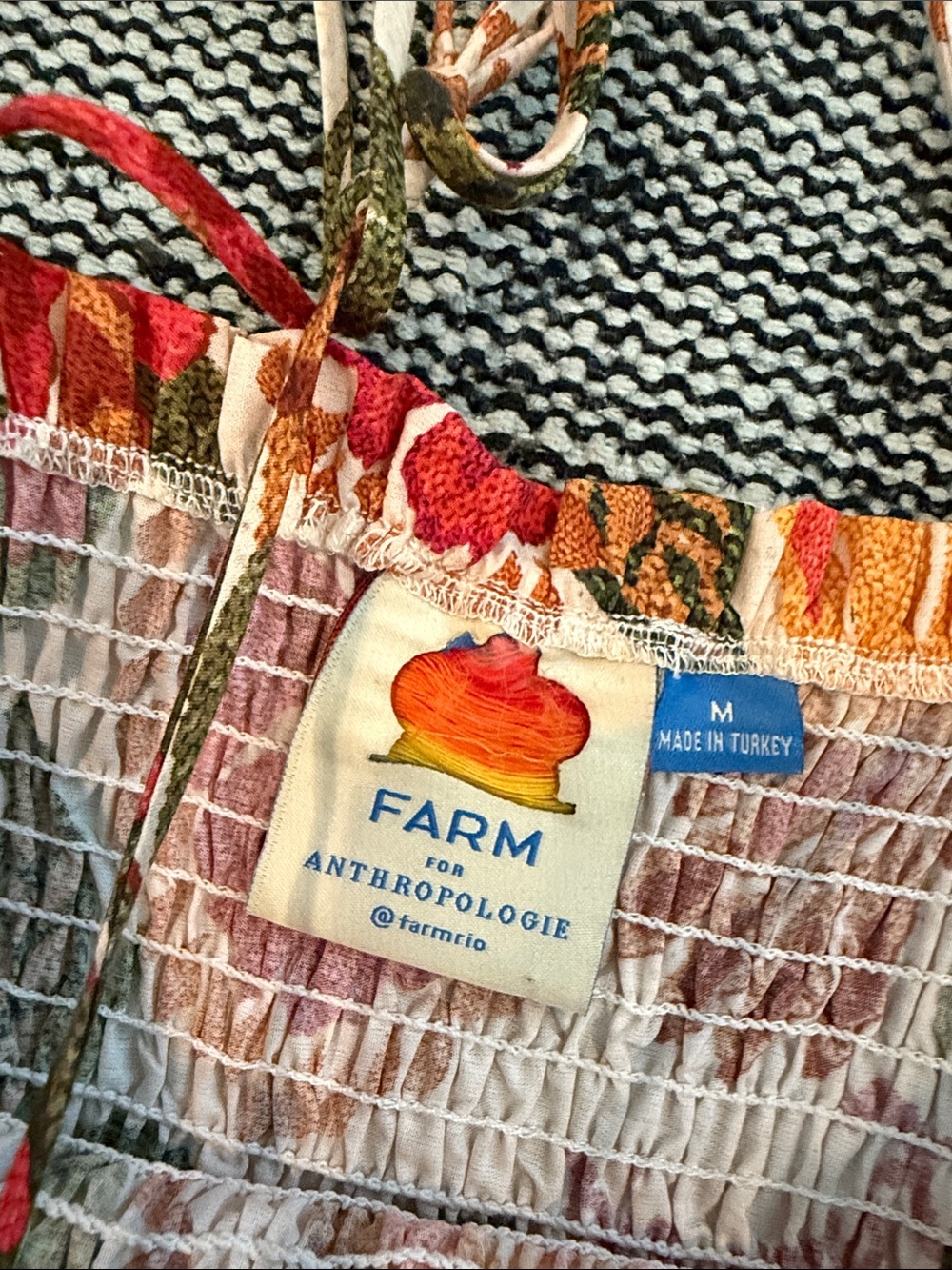 Farm Rio x Anthropologie Strapless Floral Maxi Dress in Green, Pink & Orange Med - Picture 4 of 5